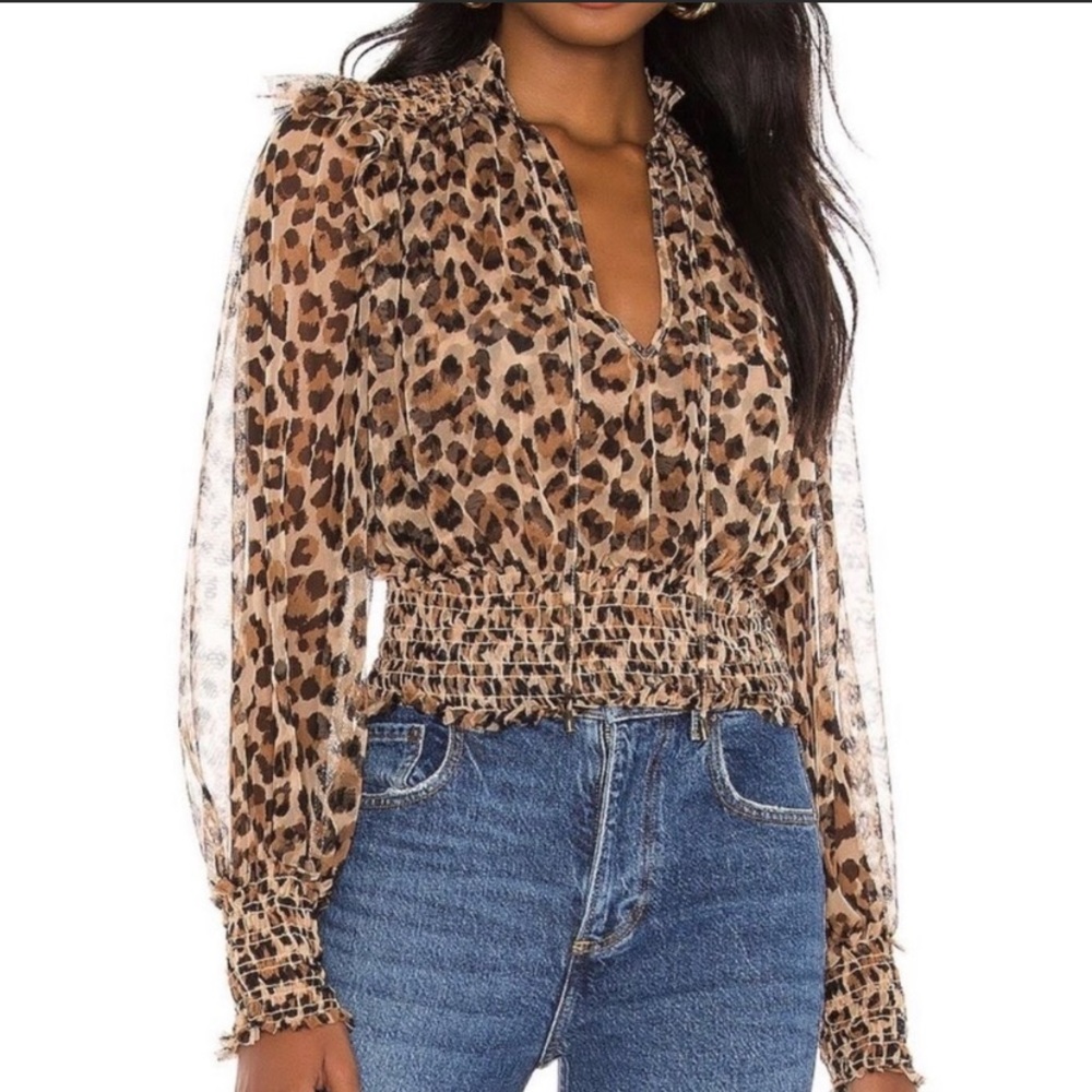 Free People Printed Twyla Leopard Combo Top